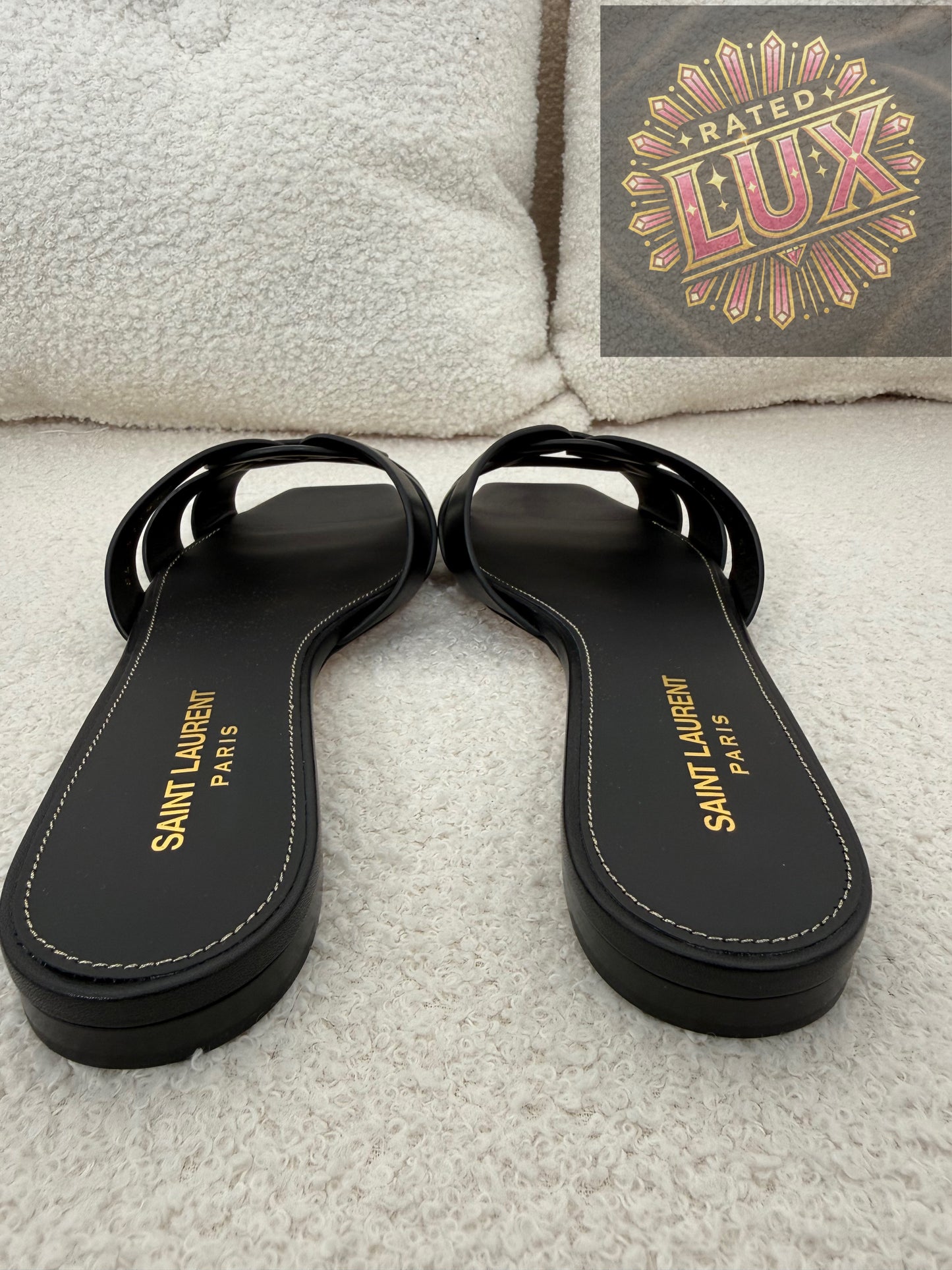 Saint Laurent Tribute woven leather slides