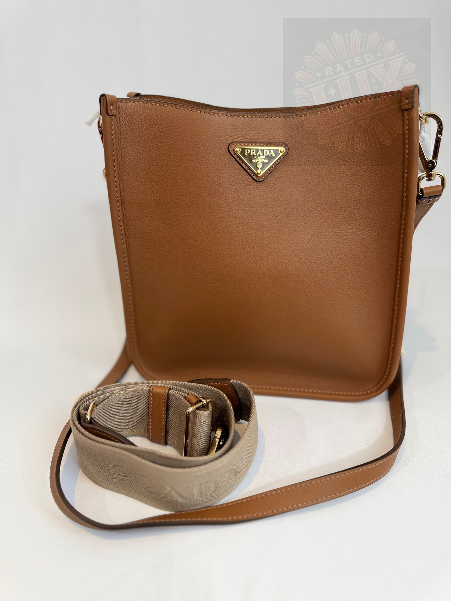 Prada Triangle Logo Leather Crossbody Bag