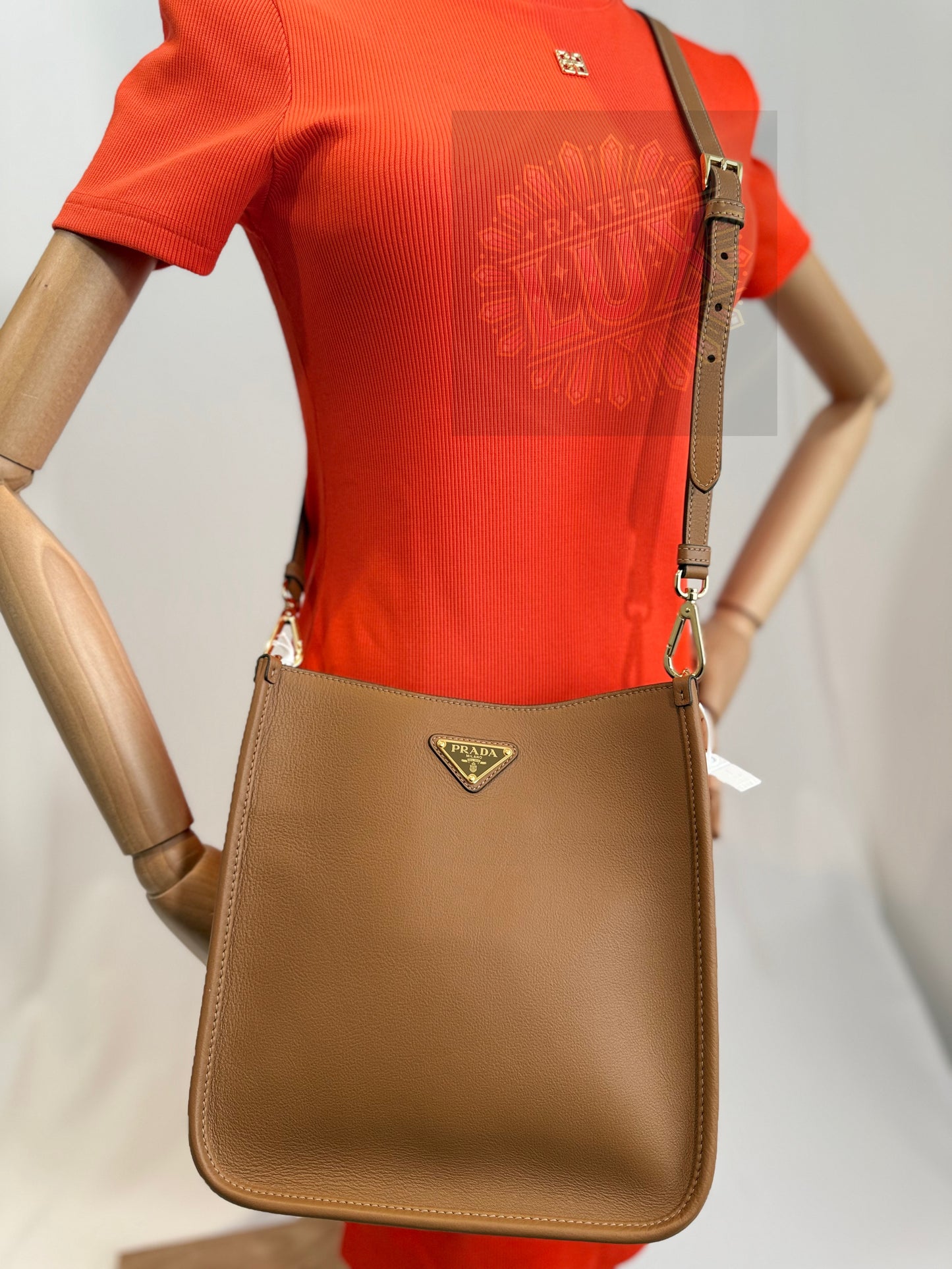 Prada Triangle Logo Leather Crossbody Bag