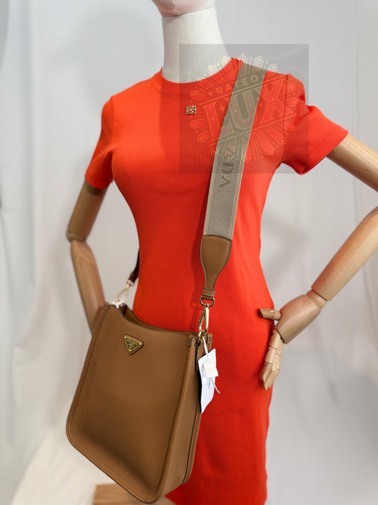 Prada Triangle Logo Leather Crossbody Bag