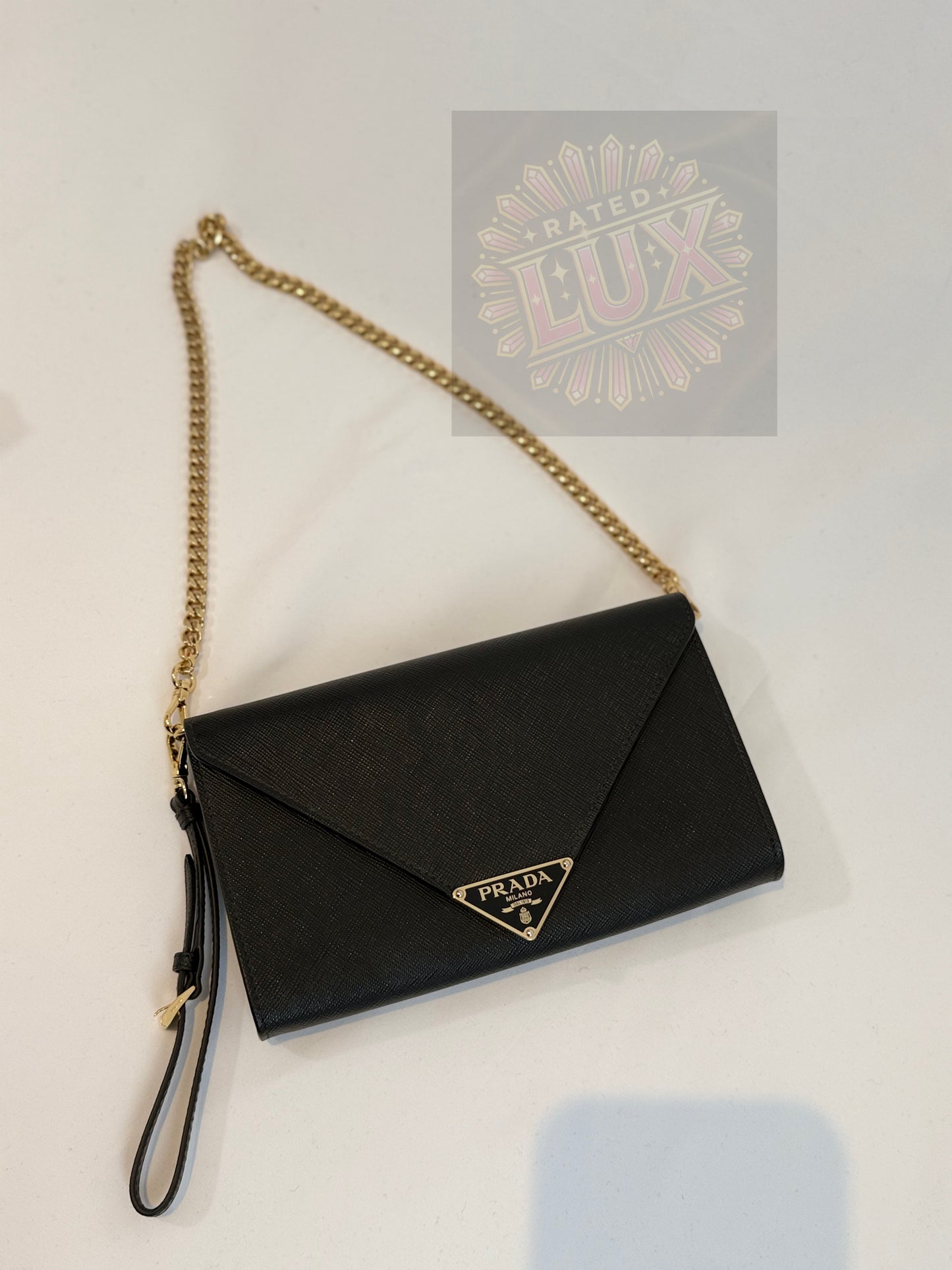 Prada Saffiano Leather Wallet On Chain
