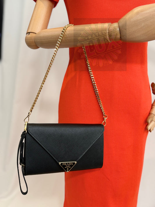 Prada Saffiano Leather Wallet On Chain