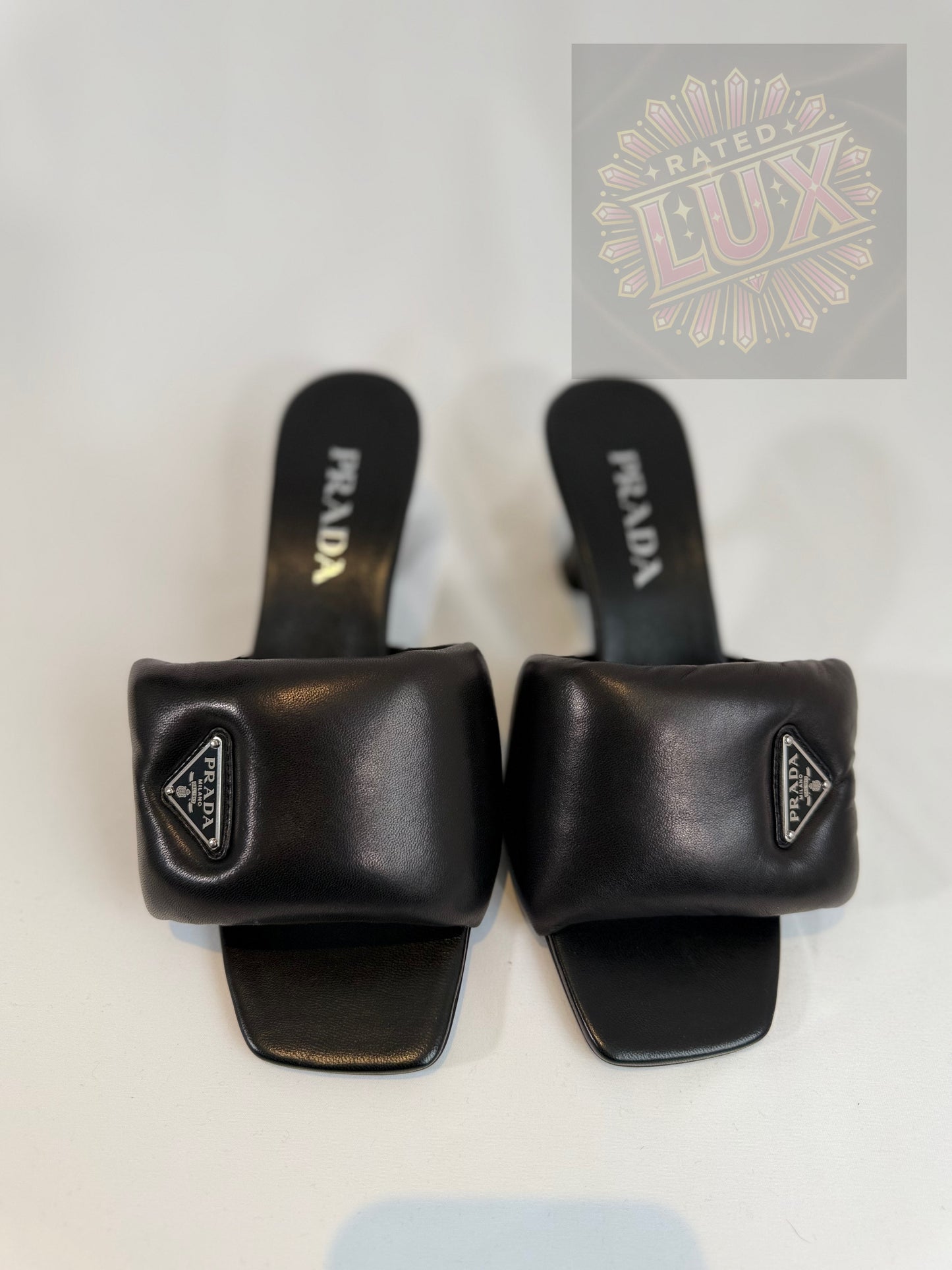 Prada Padded Nappa Open Toe Sandals - Black