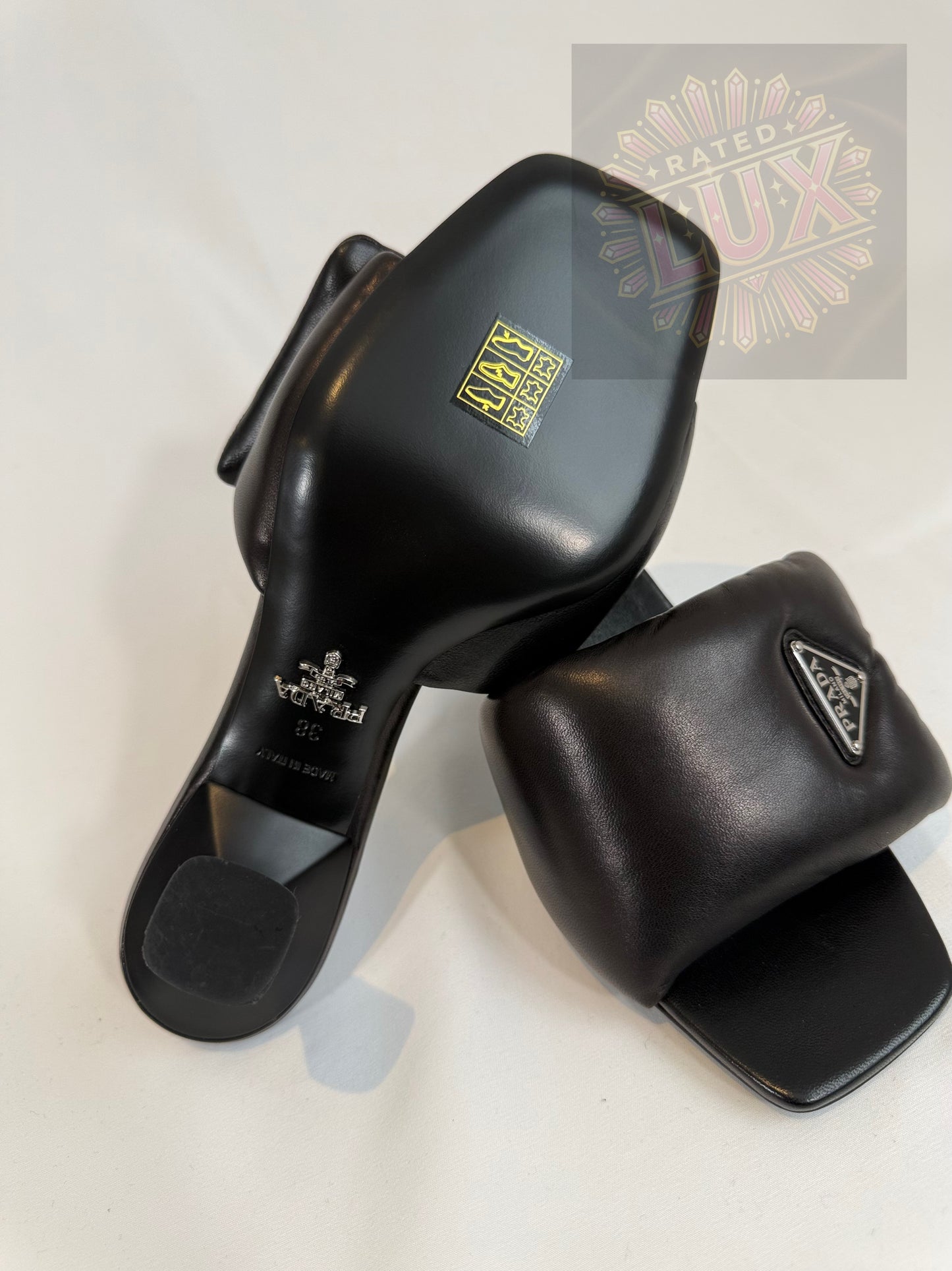Prada Padded Nappa Open Toe Sandals - Black