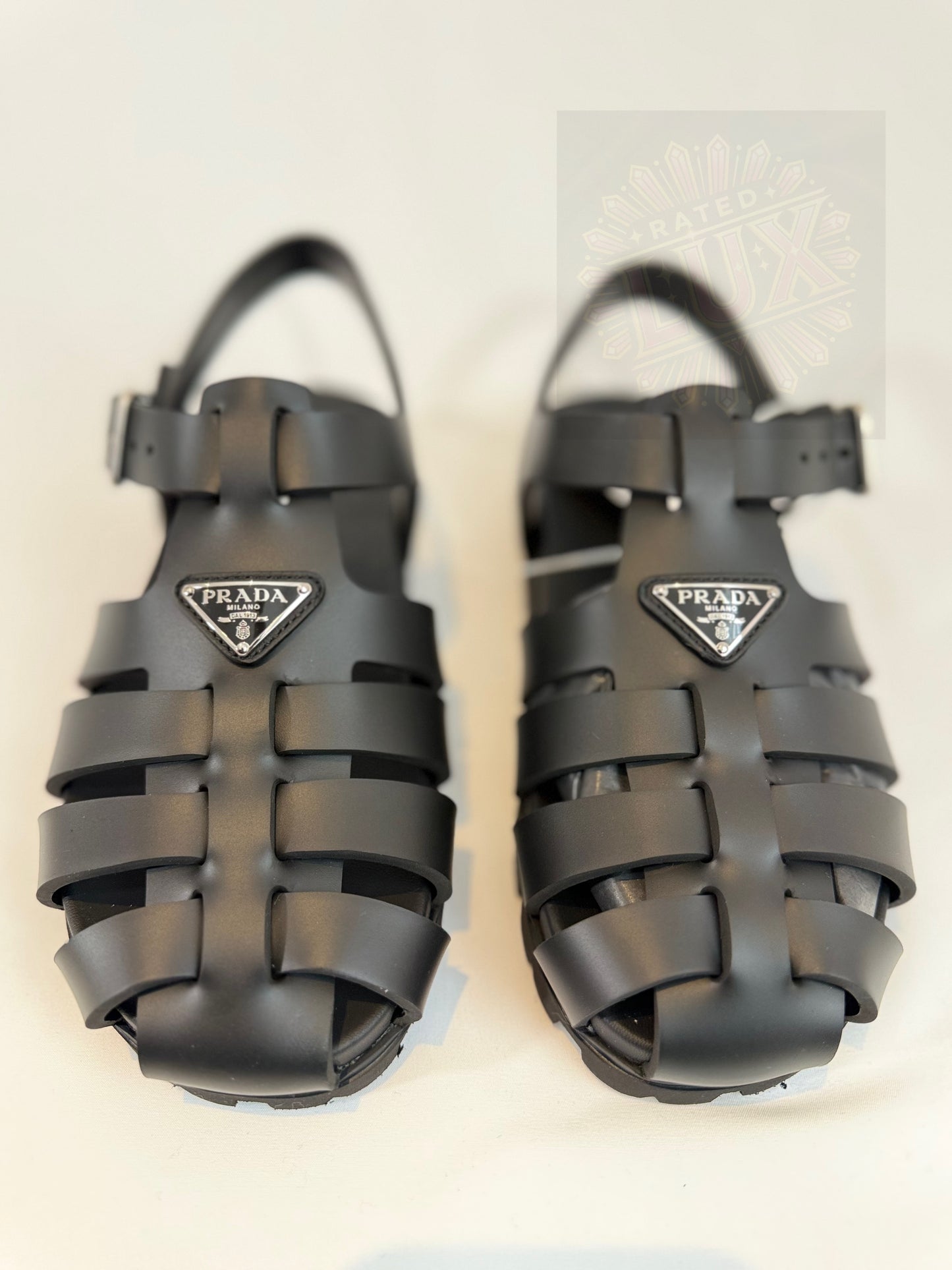 Prada Triangle Logo Sandals - Black