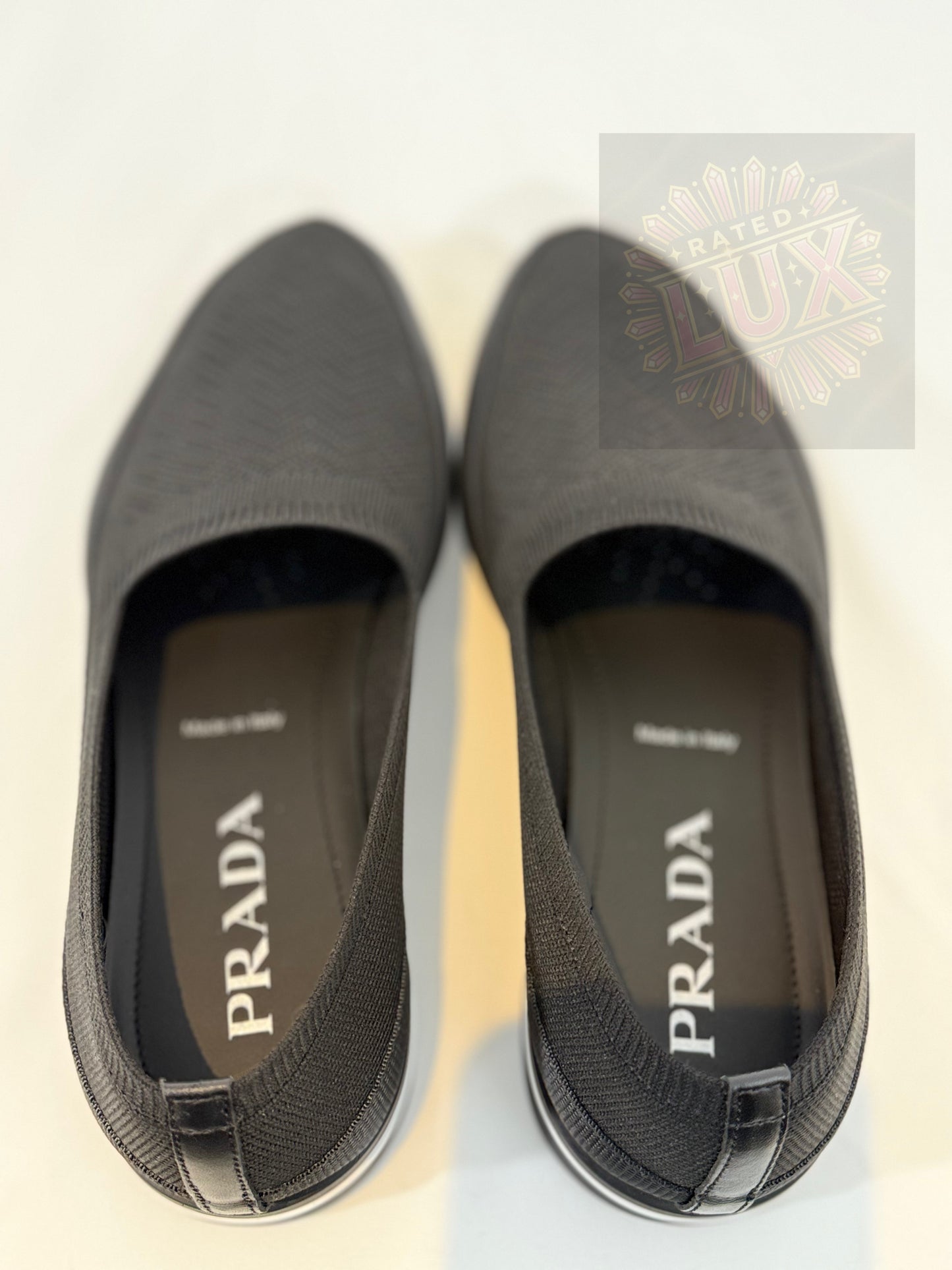 Prada Women's Twill Knit Slip-ons - Black