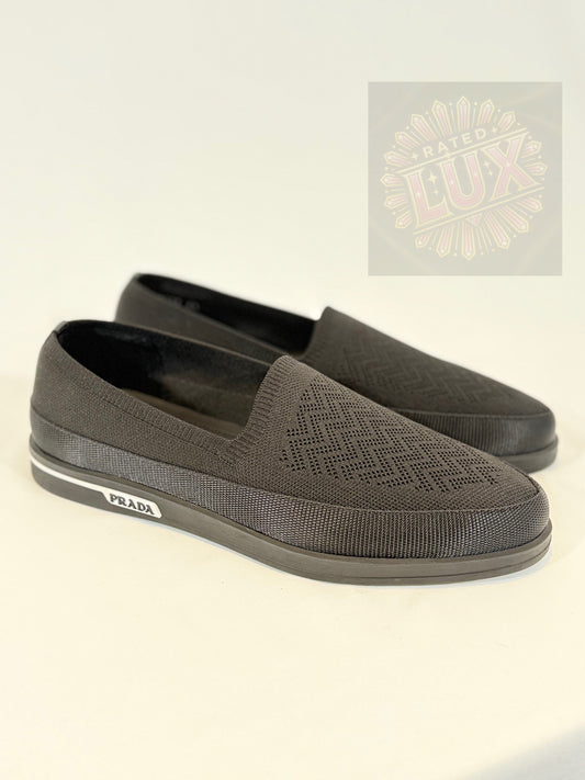 Prada Women's Twill Knit Slip-ons - Black