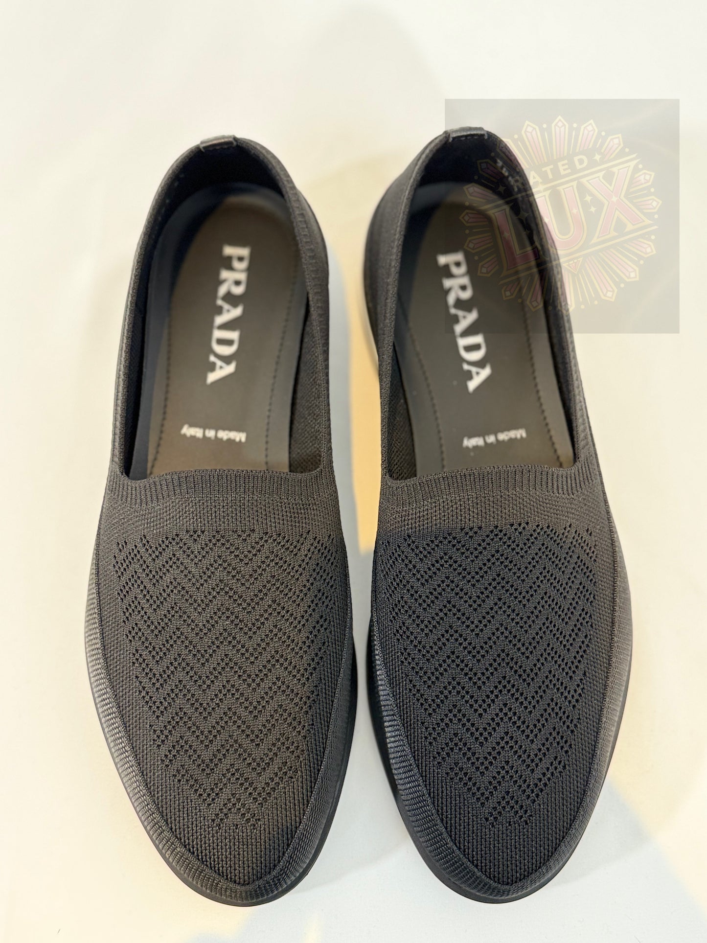 Prada Women's Twill Knit Slip-ons - Black