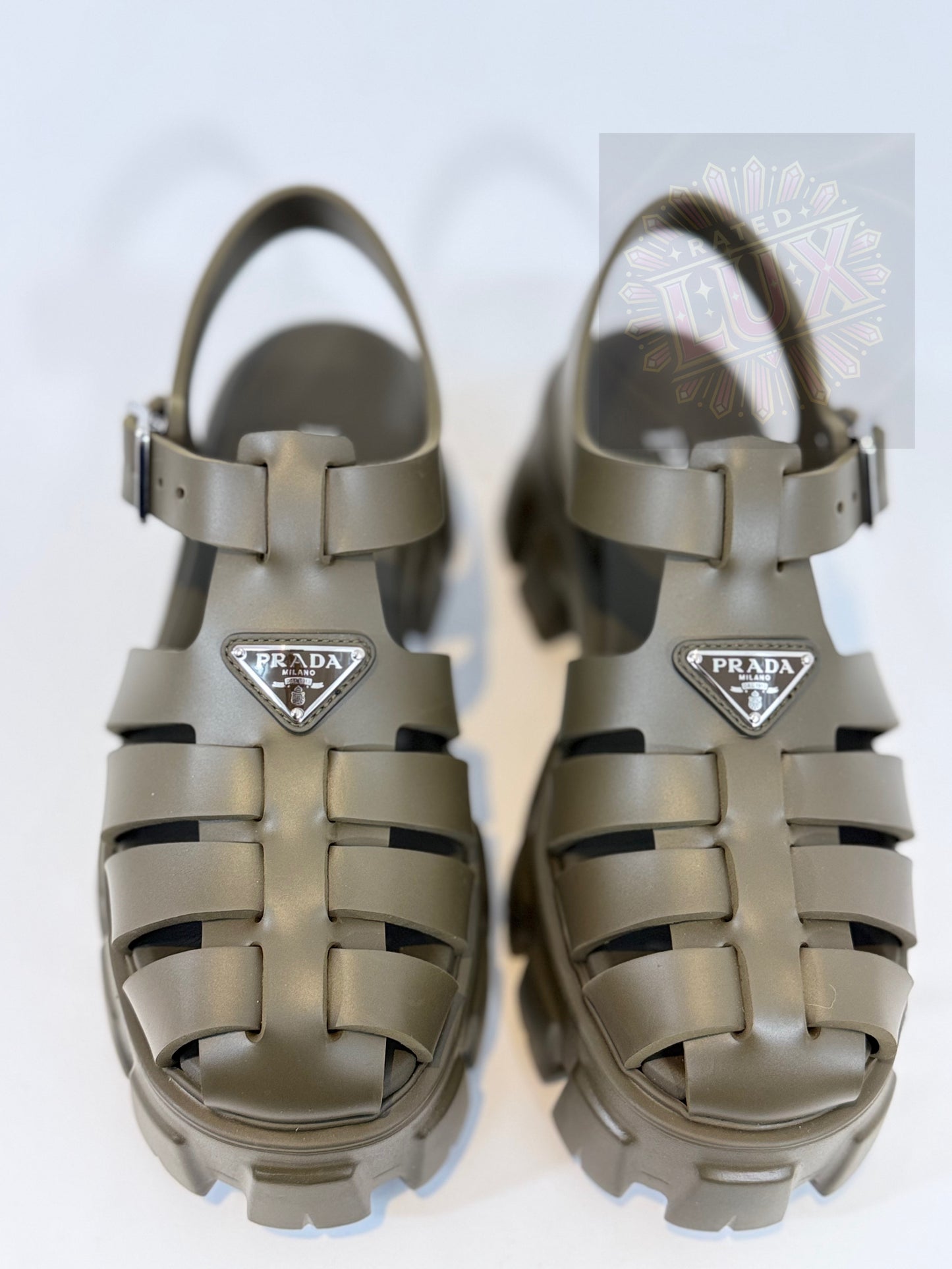 Prada Monolith Sandals - Military Green