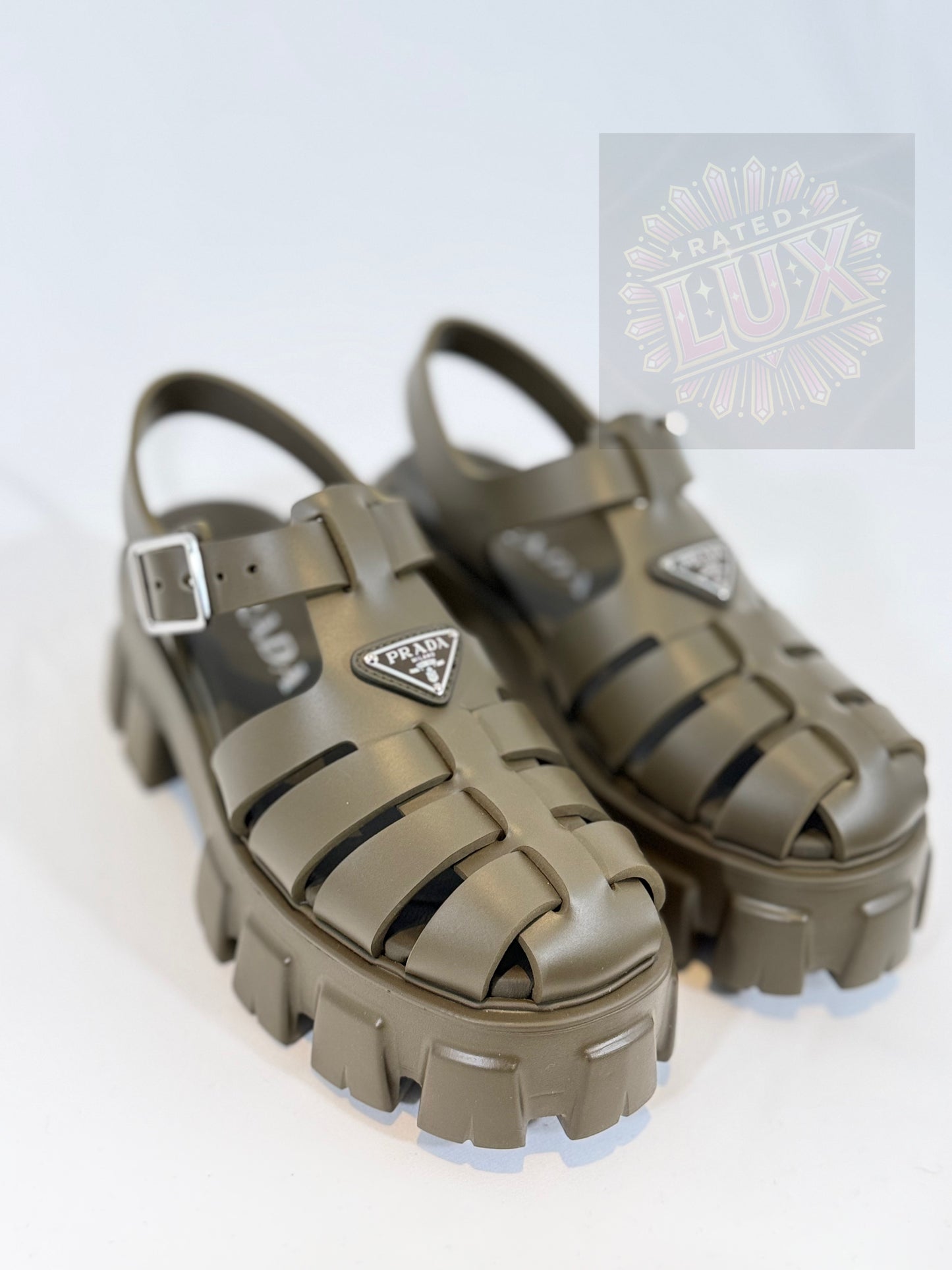 Prada Monolith Sandals - Military Green