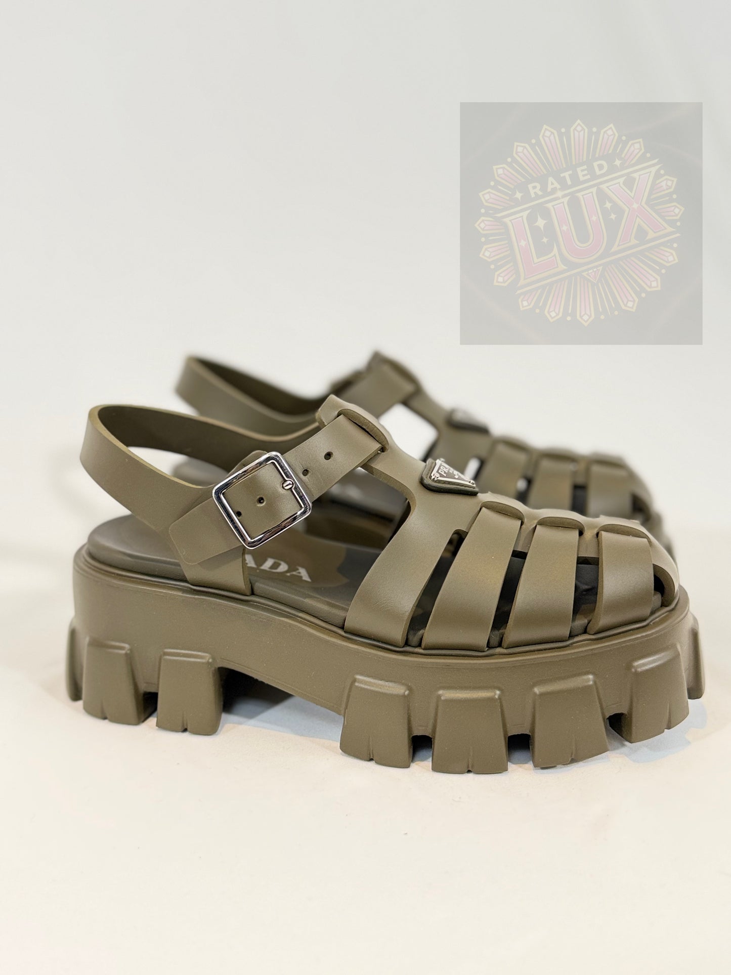 Prada Monolith Sandals - Military Green
