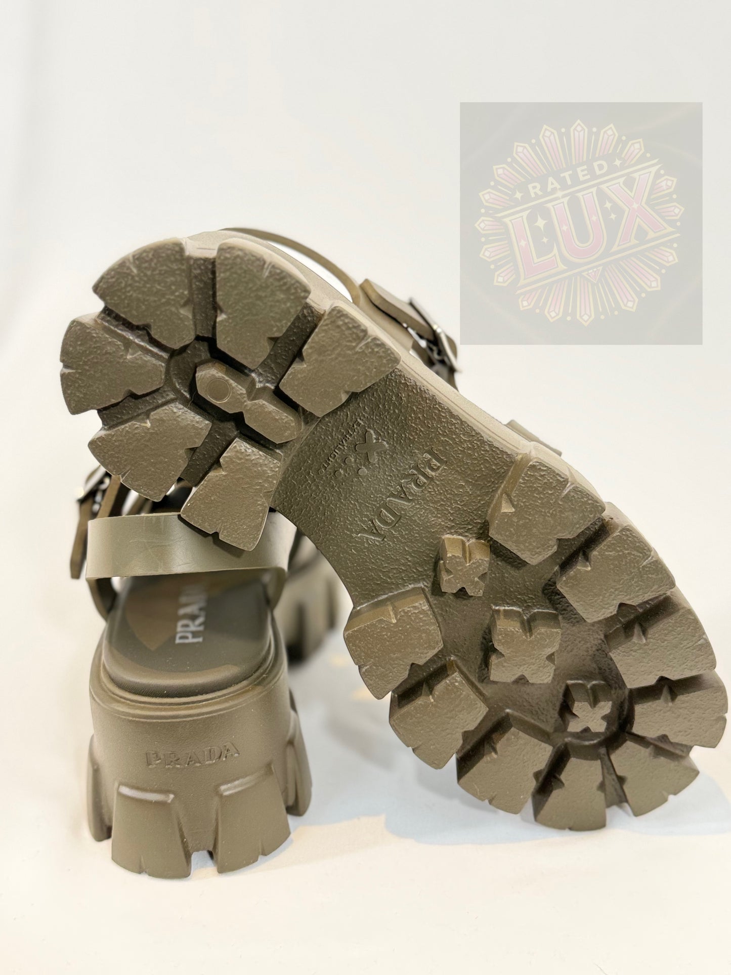 Prada Monolith Sandals - Military Green